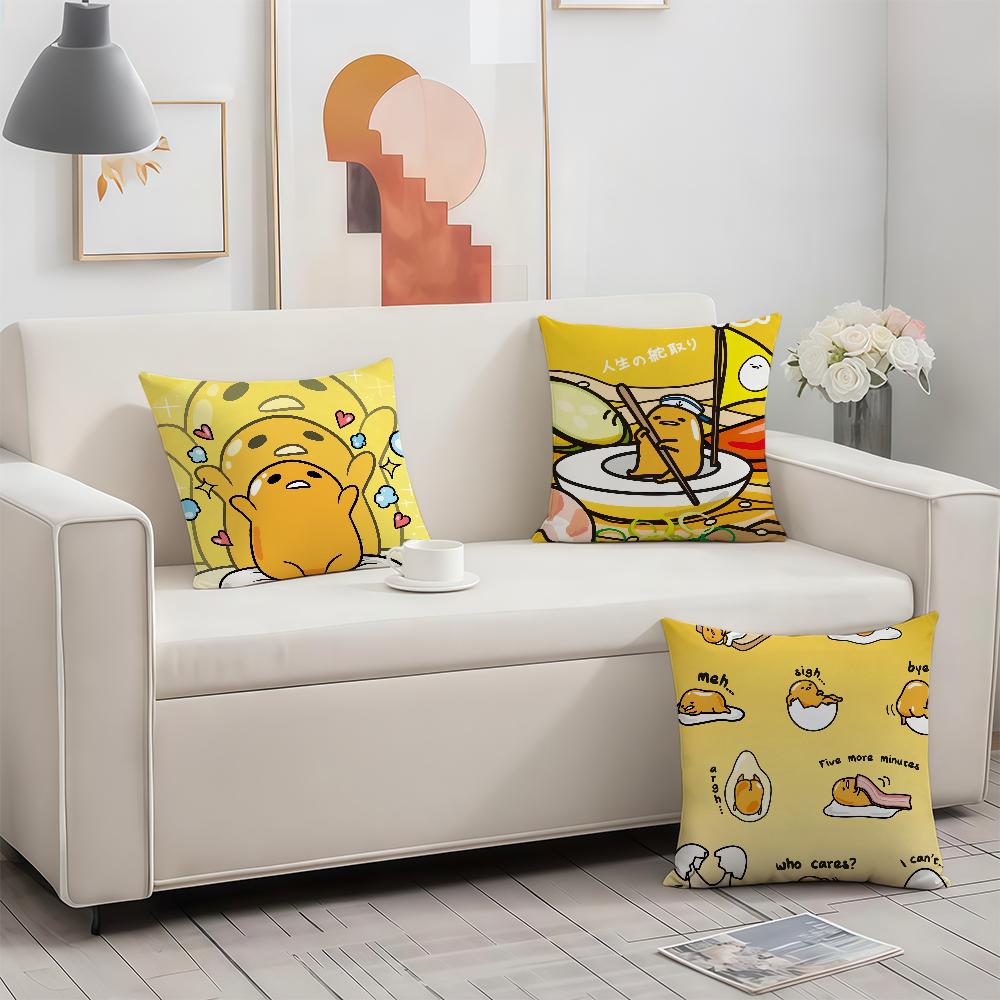 Забавная милая наволочка Gudetama Подарки на День Рождения Юбилей Двусторонняя печать Наволочка на молнии Мягкая для кожи Постельное белье