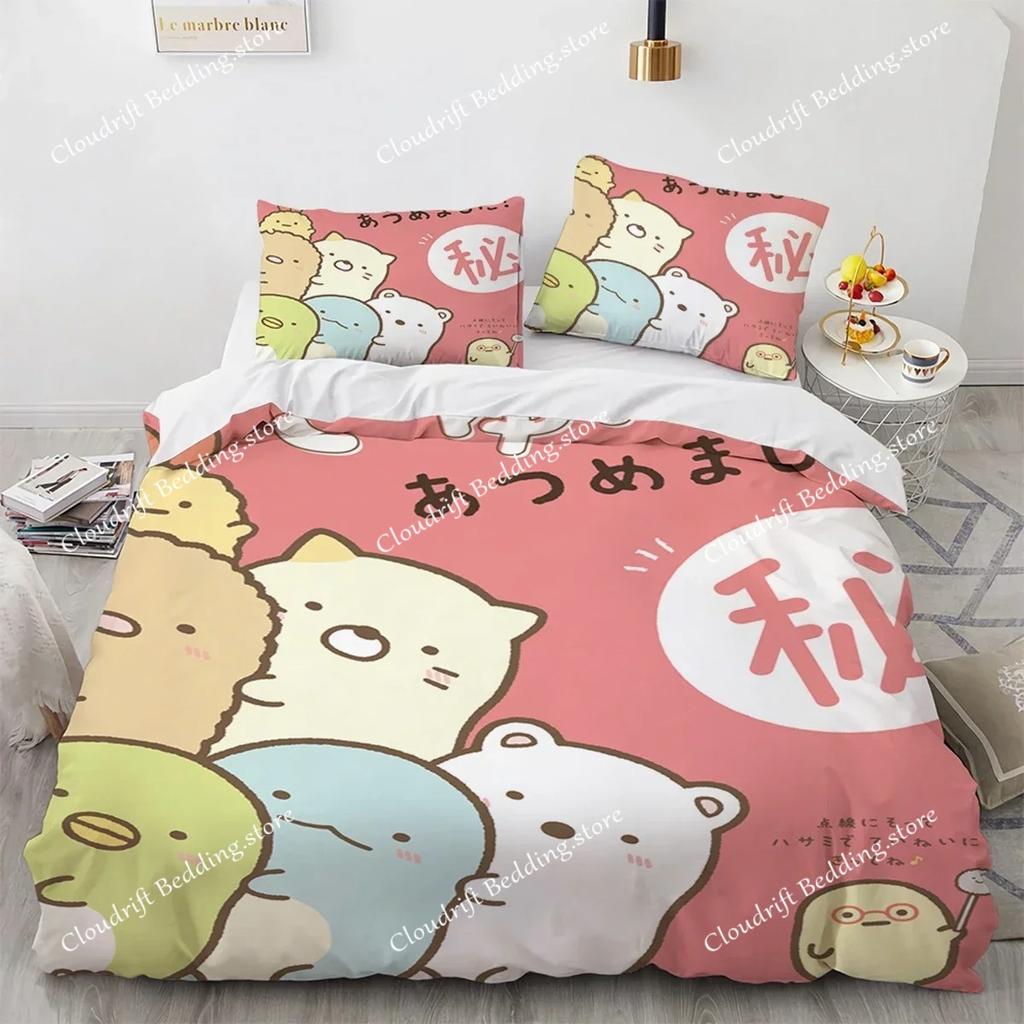 Японский мультфильм Sumikko Gurashi Аниме Постельное белье Каваий Милый Sumikkogurashis Пододеяльник Покрывало Наволочка Квин Кинг