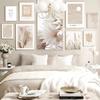 Beige Wall Poster and Prints Natural Scenery Canvas Painting Reed Palm Floral Soft Feather Line Wall Art Picture for Living Room