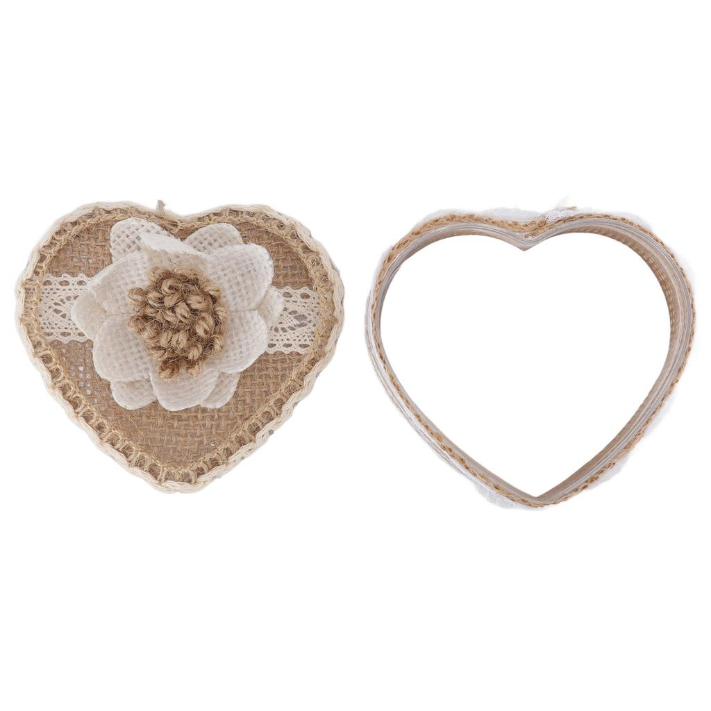 Кольцо в форме сердца Подарочная коробка Льняная отделка Вязаное милое украшение для ювелирных изделий Брошь Серьги