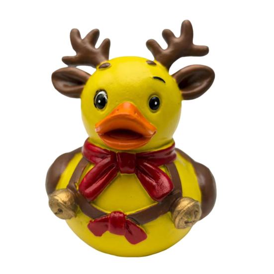 Рождественская фигурка утки Санта-Клаус Олень Эльф Снеговик Статуэтка утки Полимерная смола Скульптура животного Рождественская праздничная вечеринка Настольное украшение Орнамент