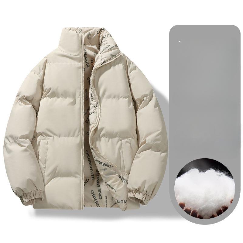 Зимняя одежда для пар из хлопка Двусторонняя одежда с хлопковой подкладкой Высокая тенденция на улице Свободное и универсальное утолщенное теплое зимнее пальто с воротником-стойкой