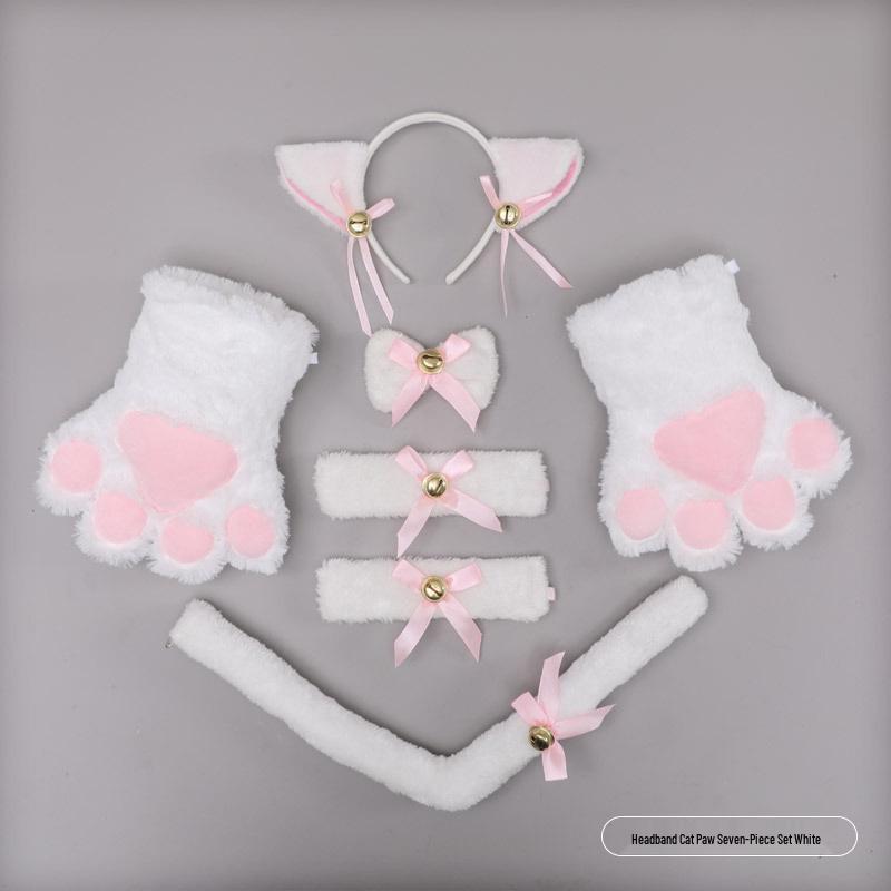 Милый кошачий косплей-набор: Ободок с кошачьими ушками, перчатки-лапки и аксессуар-хвост