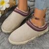 Women Snow Boots for Warm Suede Leather Boots Autumn Winter Slip On Platform Boats Close Toe Hair Half Slipper Cotton Shoes