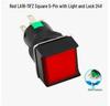Square Button Switch, LA16-11FZ, 16mm, 3/5-Pin, 12V/24V, Self-Reset/Locking, with Light