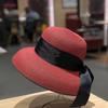 Женская французская ретро соломенная шляпа от солнца с бантом - Элегантный стиль Хепберн, широкие поля, защита от УФ-лучей 50+ для пляжного отдыха