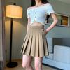 Summer Women's Half-body Skirt Pocket Solid Color Temperament Elegant Elastic Waist Pleated Skirt High-waisted Short Skirt