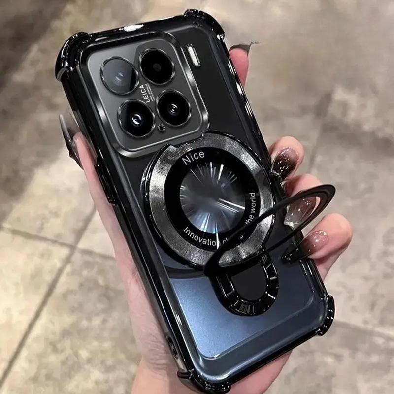 Для Xiaomi 15T Pro Чехол Противоударный Магнитный Кронштейн Чехол для телефона Для Mi 15 T 15T 14T 13T Pro Подставка Прозрачная Мягкая Силиконовая Крышка