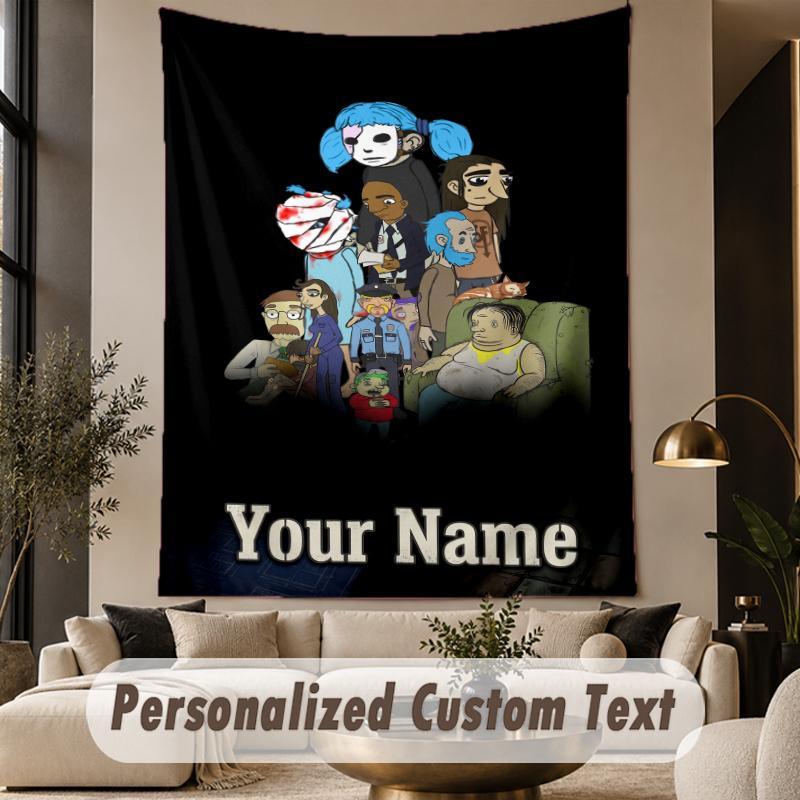 Custom Text Printed Tapestry Sally Face Pattern Large Wall Hanging Indoor Room Decor