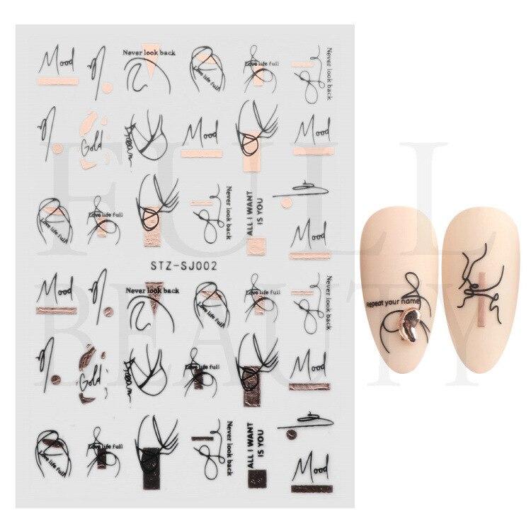 Полоски граффити, наклейки для ногтей для женщин, украшения для дизайна ногтей, розовое золото, абстрактная линия, весенний 3D слайдер для маникюра, лака для татуировок