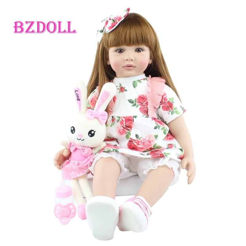 BZDOLL 60 см Мягкая силиконовая кукла Reborn, игрушки как настоящая виниловая принцесса для малышей, живая Bebe для девочек Bonecas, детский подарок на день рождения
