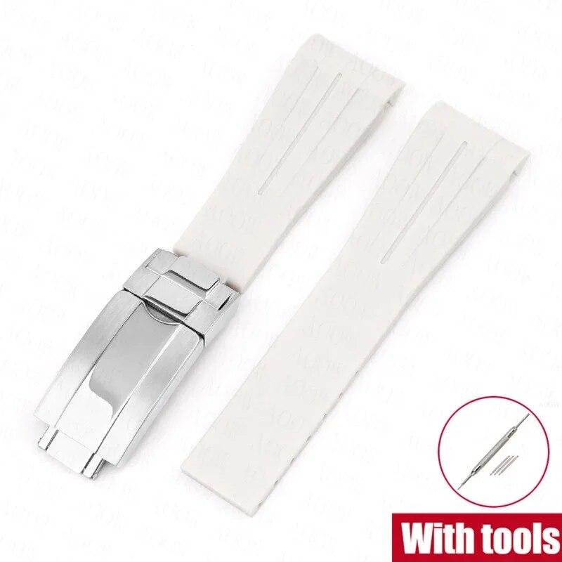 Резиновый ремешок для часов, подходит для Omega x Swatch Moonswatch, 20 мм, складная пряжка из нержавеющей стали для мужчин и женщин, изогнутый сменный ремешок для Rolex