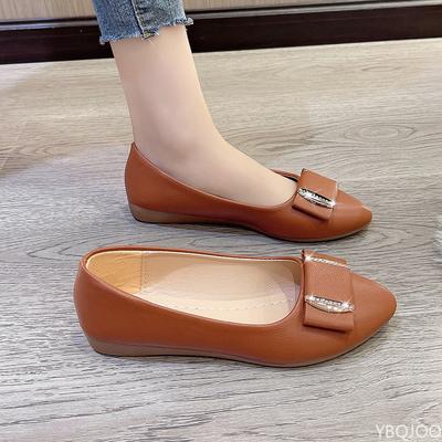 Туфли на плоской подошве для женщин в весенне-осеннем стиле с неглубоким вырезом, мягкой подошвой, заостренным носком, модные простые женские туфли