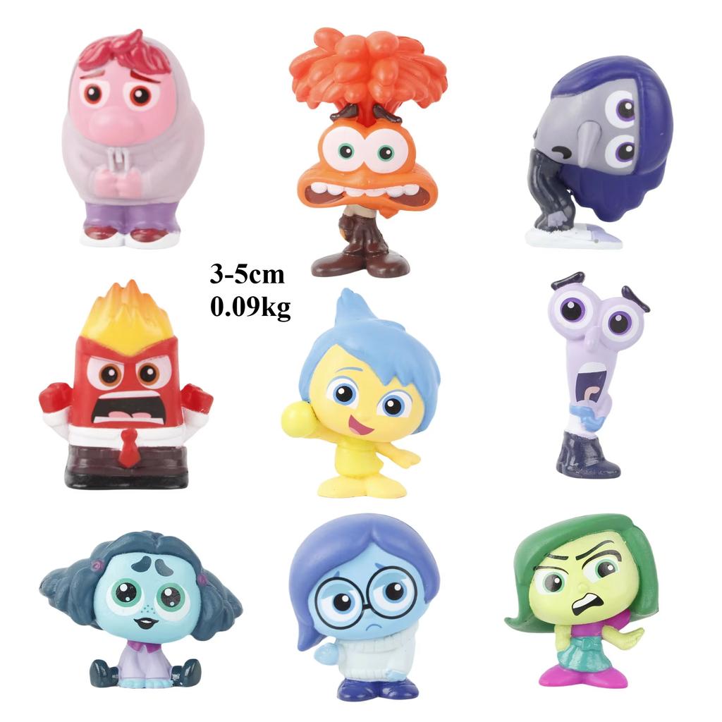9 Piece Set Disney Mini Inside Out 2 Figure Toy Cartoon Movie Joy Anxiety Anger Sad Disgust Fear Model Doll Statue Kids Gift
