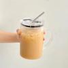 Transparent Glass Tumbler with Lid and Straw Drinking Glass Mug Glass Water Cup  Summer