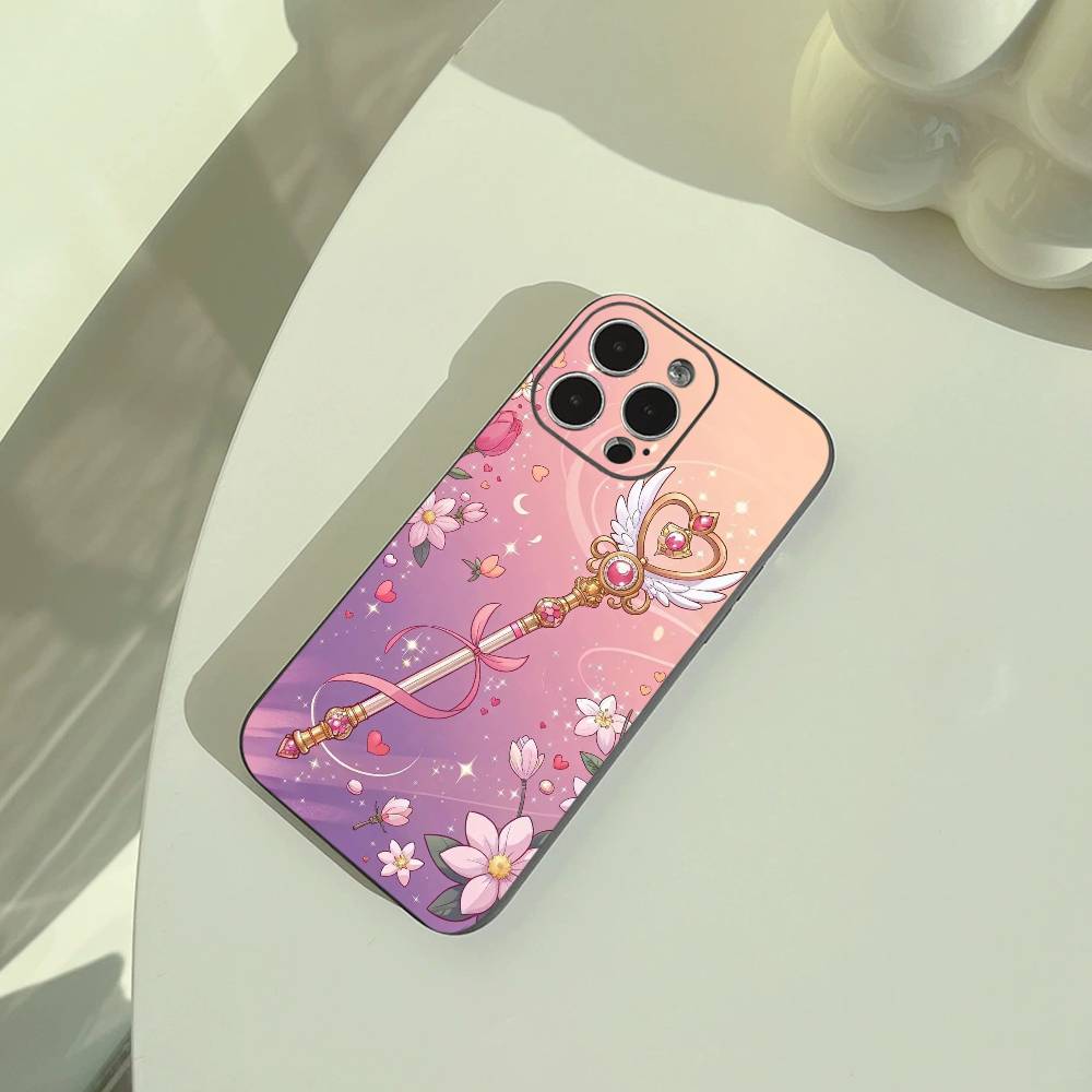 Чехол для телефона S-Sailor- Moon для iPhone 17,16,15,14,13,12,11 Pro Max,16/15/14Plus,XS Мягкий Черный Чехол