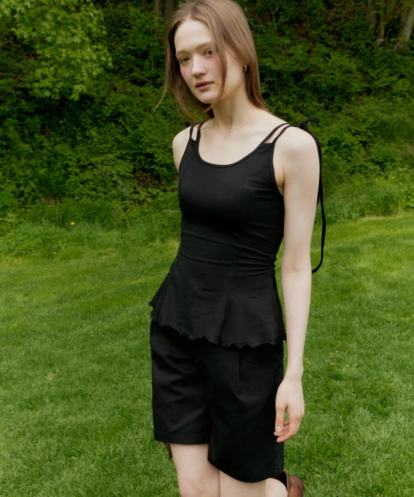 ITOV SEOUL Cotton A-Line Half Pants Black