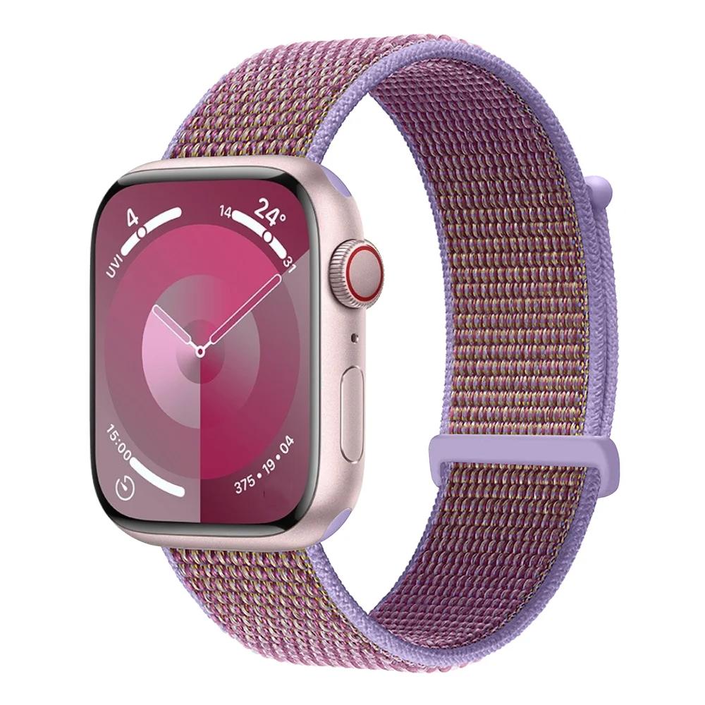 Плетеный нейлоновый ремешок-петля для Apple Watch 11 10 9 8 7 45 мм 41 мм 42 мм 46 мм Ultra 3/2 49 мм Удобный браслет iWatch 6 5 SE Ремешок