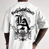 Лето 2025 Новая мужская футболка с повседневным принтом LA и дышащим полиэфирным волокном Мужская одежда Одежда оверсайз Топы Футболка