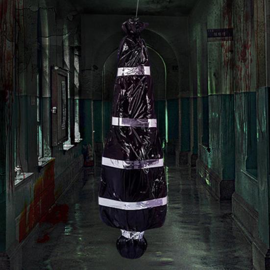 60-дюймовый подвесной труп, реквизит мертвой жертвы, страшный поддельный труп в мешке, надувной подвесной мертвец для Хэллоуина, декор дома с привидениями для помещений и улицы