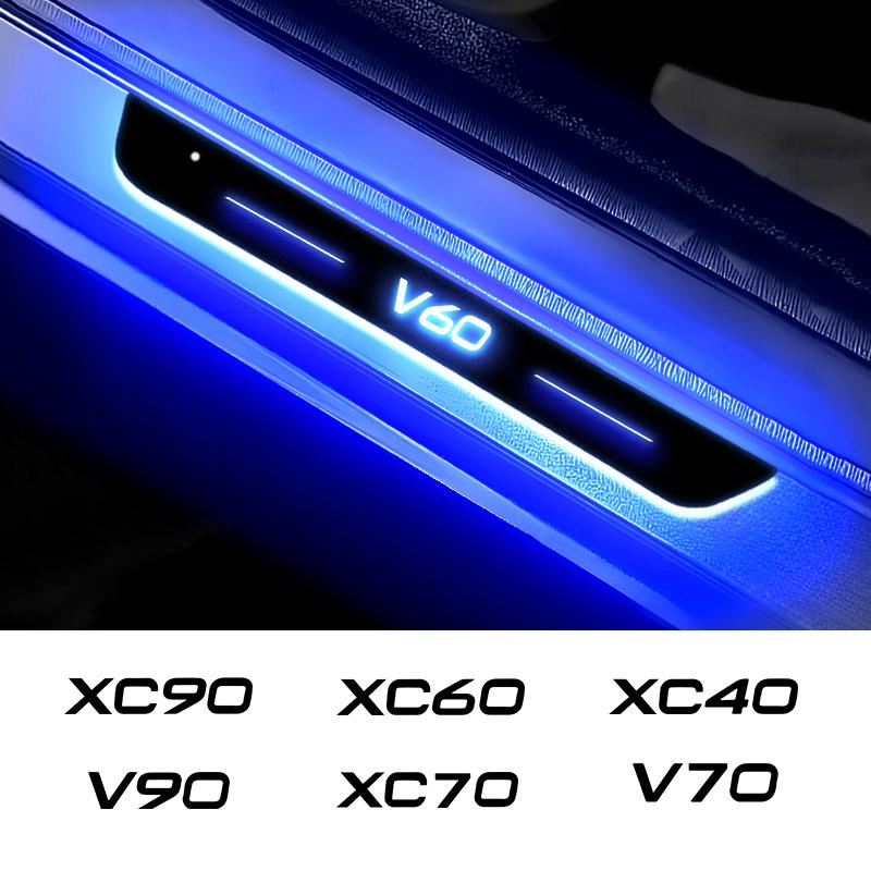 Подходит для Volvo XC40 xc60 xc90 V40 V90 V60 S60 S80 S90 автомобильные светодиодные накладки на пороги без проводки, аксессуары для подсветки дверей 'Добро пожаловать'