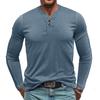 Men's Round Neck Long Sleeved Button Down Shirt Base Men's T-shirt