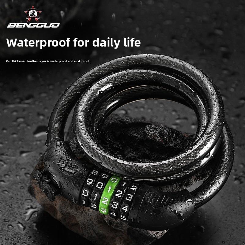 Heavyduty Bicycle Lock With Combination Code And Steel Cable For Mountain And City Bikes