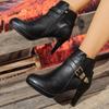 Fashion Fashion Pointed Toe Ankle Boots Women Autumn Winter Black Super High Heel Boots for Woman Buckle Detor Zipper Up Booties Ladies