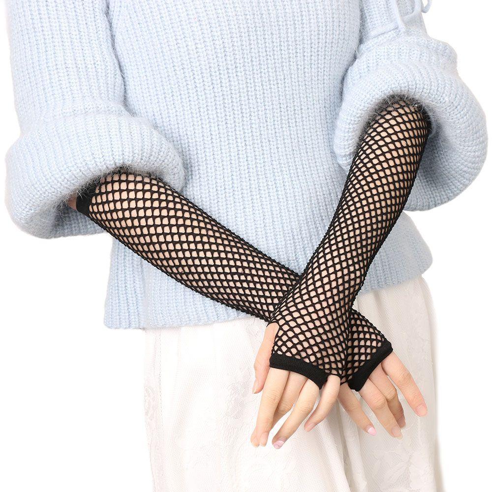 Women Holes Costume Mittens Fishnet Gloves Hollow Out Fingerless