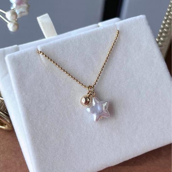 New Japanese and Korean-style natural Baroque five-pointed star Baroque pearl necklace, featuring a luxurious design and unique earrings