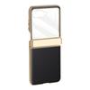 For Motorola Razr 50 5G Case Electroplated PU Leather+PC Phone Cover with Rear Small Screen Protector