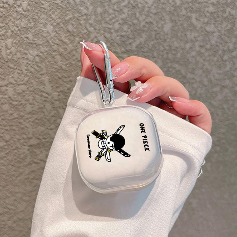 Case For Samsung Galaxy Buds 3Pro 4Pro Live 2 3 FE 2Pro 4 Pro Clear Earphone Cases Cover With Hook Anime Ones Pieces Logo