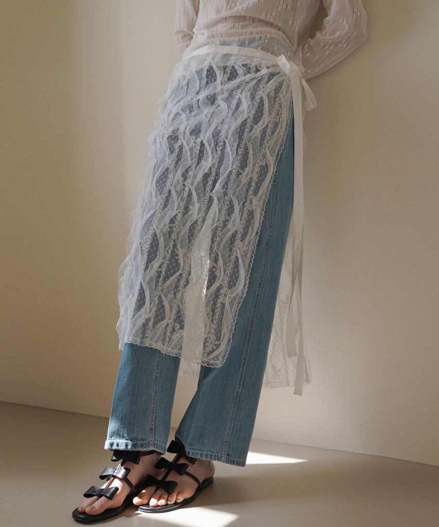 Sweet Sweetness Ribbon Layered Chiffon Skirt - Ivory