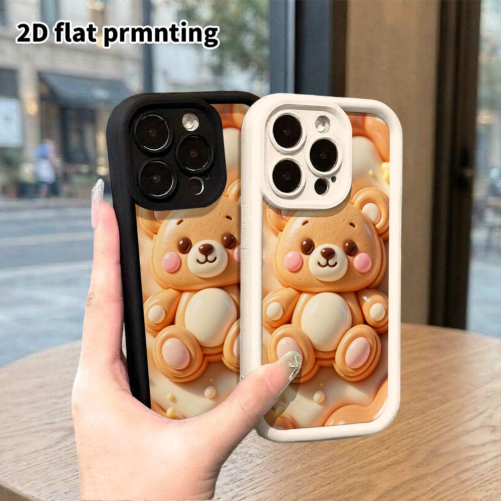 Чехол для телефона: 2D плоский дизайн, подходит для защитного чехла iPhone 18 17 16 15 14 13 Pro, печенье плюшевый мишка, идеальный подарок на Рождество и Хэллоуин