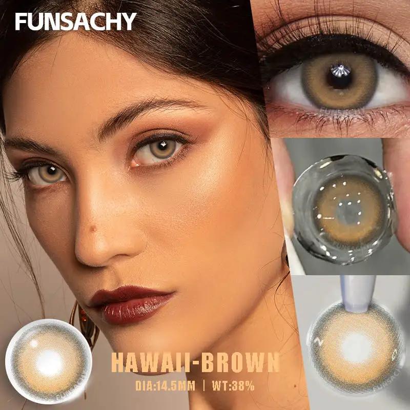 FUNSACHY 0~-8.00 Degree Color Contact Lenses for Eyes 2pcs Natural Black Brown Prescription Lens Myopia Eye Makeup Contacts Lens