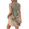 Women's Fashion Casual Printed V-Neck Button With Pocket Vest Sleeveless Dresses