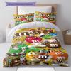 M&M's Custom Name Pattern Bedding,Quilt Set Quilt Cover Pillowcase Home Birthday Gift(1 * duvet cover + 2 * pillowcase, without core)