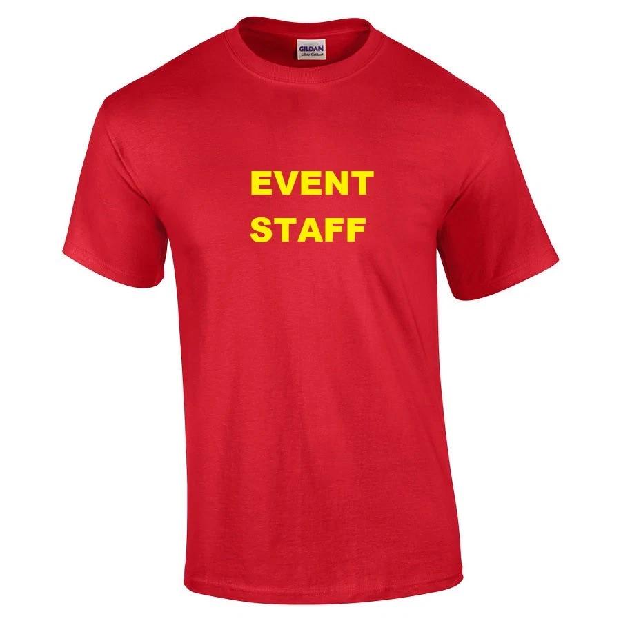 Event Staff T-Shirt Concerts Youth Sports Party Weddings Red Yellow Tee Shirt