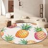 Watercolor Fruit Print Round Rug – Washable Strawberry Circular Carpet, Non-Slip Absorbent Area Rug Runner