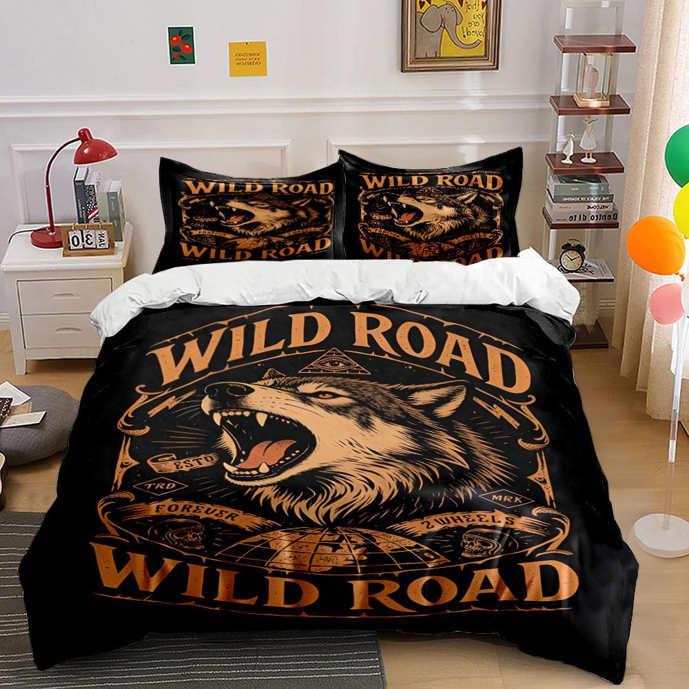 Wolf, globe, "Wild Road". Bedding sets Duvet cover sets Duvet covers Pillowcases(1 * Duvet Cover 2 * Pillowcases without duvet insert)