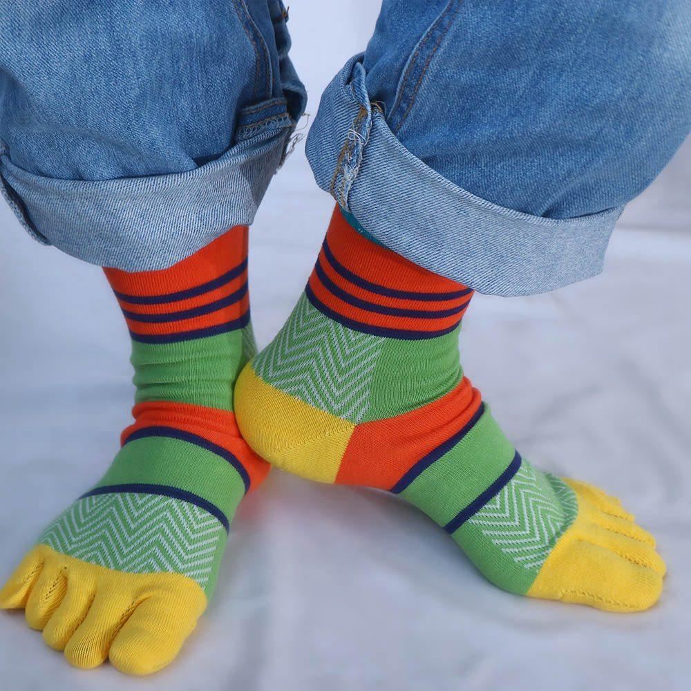 Soft Split-toed Socks Trendy Thick Long Tube Cotton Man Socks Middle Tube Hosiery Five Finger Socks