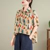Летняя блузка с воротником-стойкой и винтажными повседневными рубашками с цветочным принтом, женские топы