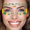10 Pcs St. Patricks Day Face Tattoo Stickers Shamrock Pattern Shiny Sequin Waterproof Green Hat Temporary Tattoo Clover Costume Party Decor Supplies