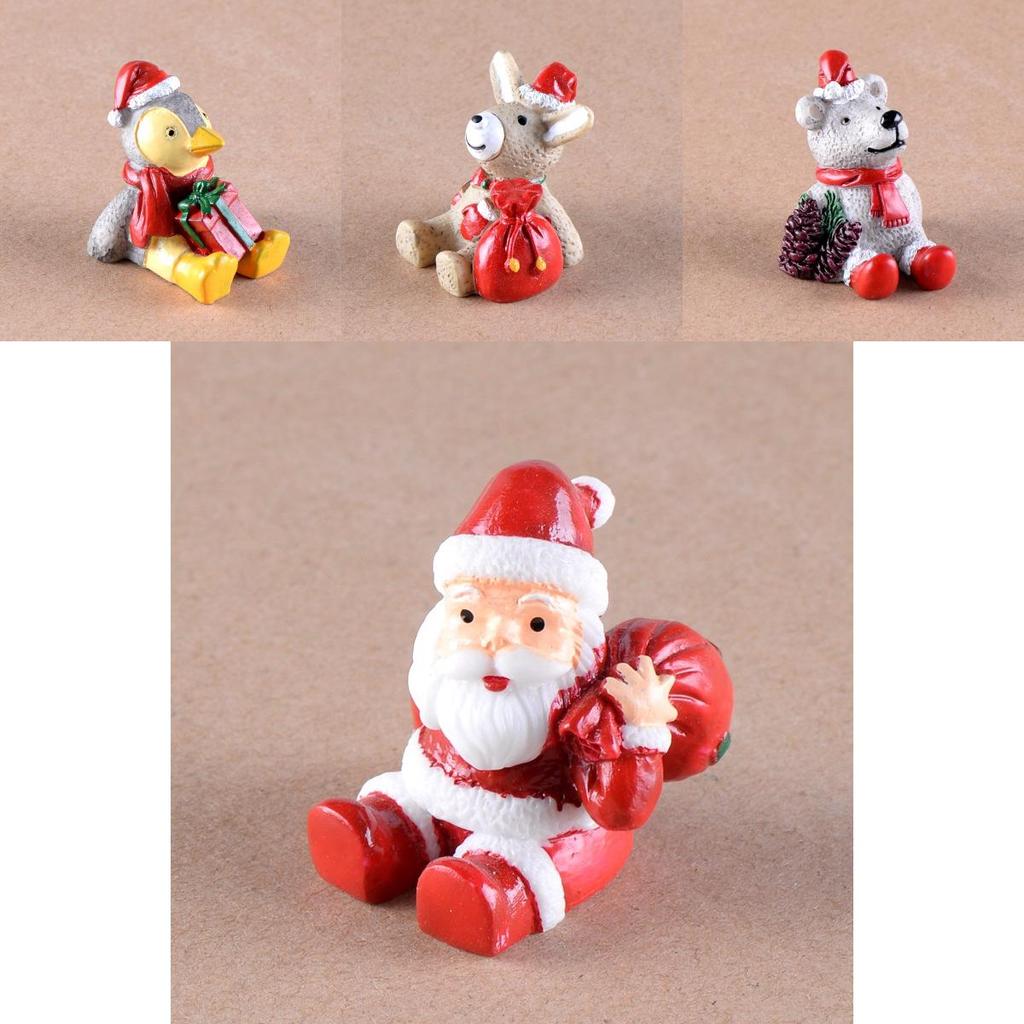 Очаровательные рождественские фигурки животных из смолы для мини-ландшафтных украшений для дома и сада