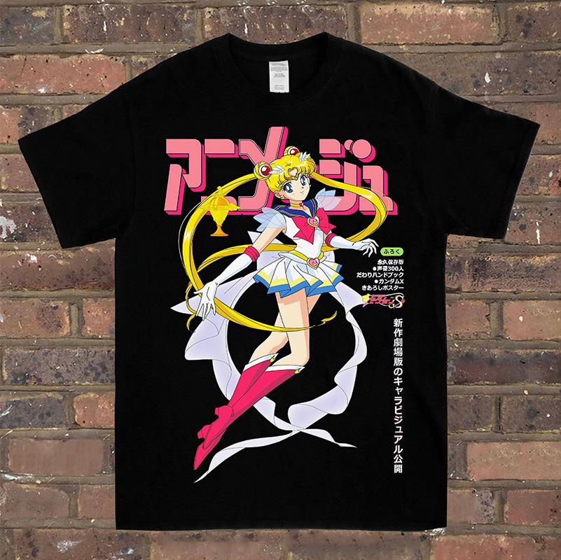 Anime Cartoon Short-sleeved Loose Round Neck Summer New Retro Fashion Men's and Women's Streetwear
