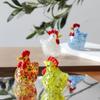 Mini Glass Chicken Figurines Hand Blown Turkey Sculpture Crystal Rooster Statues  Living Room