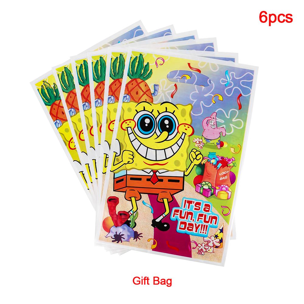 Cartoon SpongeBob Birthday Party Themed Disposable Tableware Balloon Set party Hat Mask Napkin Horn Banner Backdrop Baby Shower
