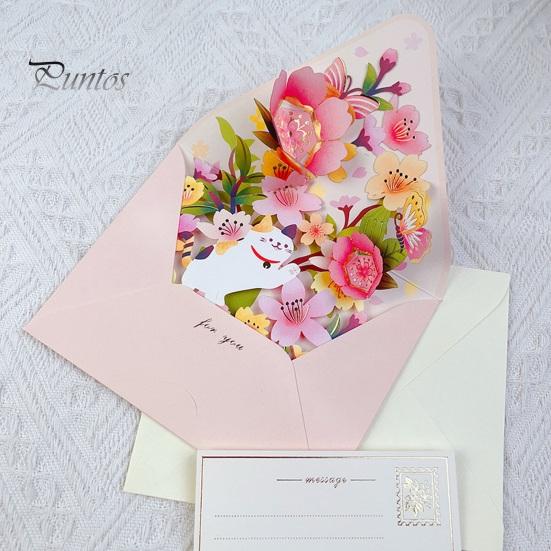 3D вылетающая поздравительная открытка с несколькими красочными цветочными декорами, поздравительная открытка с конвертом, акварельная живопись, рождественский, новогодний подарок