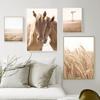 Wheat Cow Horse Grassland Scenery Wall Art Posters and Prints Landscape Print Nordic Painting Decorative Picture Home Decoration