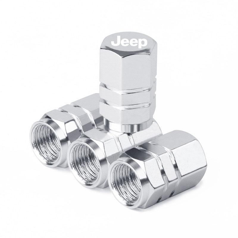 Car Tire Valve Cap Aluminum Tire Valve Stems Cap Sticker For Jeep Grand Cherokee Wrangler JK Gladiator Compass Renegade Patriot AJX1
